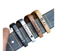 Personalized Metal Guitar Capo with Wood Grain,Custom Engraved Name & Text Capo for Acoustic,Electric Guitars Gift for Guitar Players Musician Band Member Christmas Birthday Gift (Dark wood)