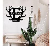 Personalized Metal Monogram Initial and Last Name Letter Est Year Established Date Wall Art with Scroll Details Split Monogram