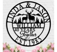 Personalized Metal Sign 50th/60th/40th/30th/25th/10th/1th Wedding Anniversary for Couples Parent Husband Wife Gifts Custom Family Name Last Name Home Decor