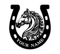 Personalized Metal Sign - Custom Outdoor Family Name Sign, Horse Farm Monogram - Farmer Home Decor, Farmhouse Decor (Horses-H)