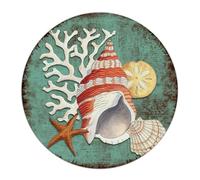 Personalized Metal Sign Sea Snail Starfish Nautical Beach Ocean Theme Wall Decor Metal Plaque for Bathroom Business Gate Shells Coastal Tropical Theme Art Poster Gift for Front Door 9x9 Inch Round