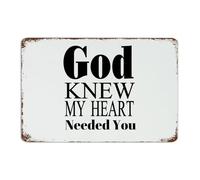 Personalized Metal Tin Sign God Knew My Heart Needed You Home Décor Garage Signs for Shop Garden Home Art Poster Gift for Coffee Bar 12x18 Inch