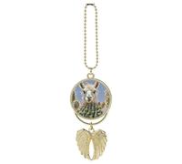 Personalized Mexican Llama Cactus Car Rearview Mirror Ornament Double Side Custom Photo Picture Car Hanging Pendant Accessories Alloy Angel Wings Vehicle Decoration Golden