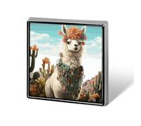 Personalized Mexican Llama Cactus Lapel Pin for Men Women Cute Funny Square Brooch for Ease And Safe Aluminum Alloy Brooches Suit Dress Accessories Wedding Party