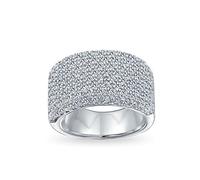Personalized Micro Pave AAA Cubic Zirconia Cocktail Anniversary Wide CZ Pave Anniversary Statement 1/2 Eternity Wedding Band Ring For Women .925 Sterling Silver Customizable