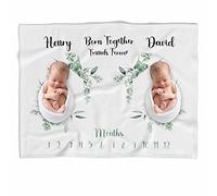 Personalized Milestone Blankets Gender Neutral for Twins,Leaf Baby Milestone Blanket Twins,Twin Monthly Milestone Blanket,Milestone Blanket for Twins,Twin Baby Blankets,Twin Milestone Baby Blanket