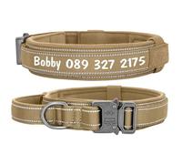 Personalized Military Tactics Outdoor Reflective Adjustable Nylon German Shepherd Labrador Bulldog Name Phone Number Collar,Yellow,M