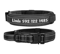 Personalized Military Tactics Outdoor Reflective Adjustable Nylon German Shepherd Labrador Bulldog Name Phone Number Collar,Black,M