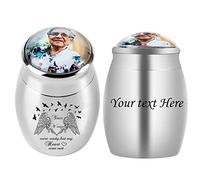 Personalized Mini Keepsake Urns - Custom Photo&Text Urn for Human Ashes Waterproof Decorative Cremation Funeral Urns Ashes Holder (Your wings were ready but my heart was not)