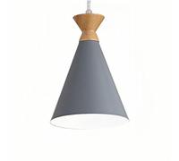 Personalized Minimalist Bedside Pendant Light Macaron Cone-Shaped Bedroom Pendant Lamp Modern Nordic Style Bar Counter Hanging Lamp for Balcony Hallway E27 Screw Metal Lampshade Chandelier(Gray)