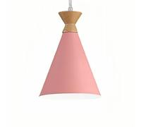 Personalized Minimalist Bedside Pendant Light Macaron Cone-Shaped Bedroom Pendant Lamp Modern Nordic Style Bar Counter Hanging Lamp for Balcony Hallway E27 Screw Metal Lampshade Chandelier(Pink)