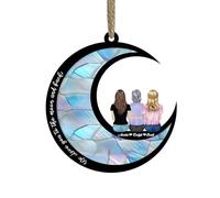Personalized Mom and Daughter Window Hanging Ornament - Love You to the Moon and Back Wall Decor - Custom Mother's Day Birthday Gift for Grandma