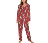 Personalized Mom and Kid's Face Sleepwear Best Mom Ever Pajamas Set Custom Long Sleeve Button Down Loungewear Set for Mom Wife Women Funny V-Neck Nightwear Set for Christmas Anniversary Birthday