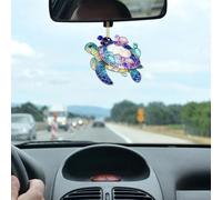 Personalized Mom Grandma Sea Turtle Stained Glass Window Hanging Sun Catcher, Grandma's Little Turtle Sun Light Catcher,Mothers Day Granny Nanny MomGifts,Custom Window Hanging Ornament for GrandmaMom