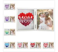 Personalized Mom I Love You Flower Shadow Box with Names Custom Mothers Day Roses Flower Photo Frame Picture Memory Shadow Box Frame Heart Monogram Flower Shadowbox for Mom Grandma Wife