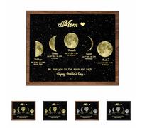 Personalized Mom Moon Phase Canvas Poster with 1-8 Child's Birthday Moon Phase Custom We Love You to the Moon and Back Happy Mother's Day Wall Frame The Day You Were Born Gift for Mom Family Grandma