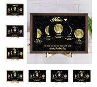 Personalized Mom Moon Phase Plaque with 1-8 Child's Birthday Moon Phase Custom We Love You to the Moon and Back Happy Mother's Day Sign Frame The Day You Were Born Gift for Mom Family Grandma Wife