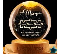 Personalized Mom Puzzle Piece Crystal Ball Lamp Custom You Are the Piece that Holds Us Together Glass LED Night Light Mothers Day Birthday Home Decor Keepsake Gift for Mom Grandma Nana,01