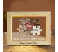 Personalized Mom Puzzle Piece Gift Sign Lamp Custom 1-10 Name Mom You Are The Piece That Holds Us Together Mothers Day Light Up Sign Gifts For Mum Dad Family Birthday Xmas (style 2)