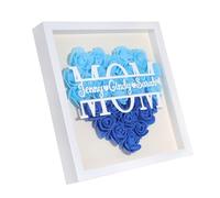 Personalized Mom Rose Flower Shadow Box Frame with Name 8x8 Picture Frame Gifts for Mom Anniversary Mother's Day Birthday (Mom-Blue)