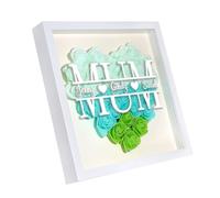 Personalized Mom Rose Flower Shadow Box Frame with Name 8x8 Picture Frame Gifts for Mom Anniversary Mother's Day Birthday (Mum-Green)