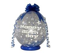 Personalized Money Gift Balloon Kit, 18 Inch Clear Birthday Stuffing Balloon with Pull Bow, Confetti, 14 Color Options, DIY Money Holder (Royal Blue)