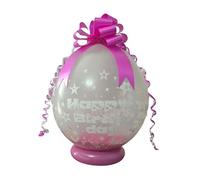 Personalized Money Gift Balloon Kit, 18 Inch Clear Birthday Stuffing Balloon with Pull Bow, Confetti, 14 Color Options, DIY Money Holder (Fuchsia)