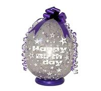 Personalized Money Gift Balloon Kit, 18 Inch Clear Birthday Stuffing Balloon with Pull Bow, Confetti, 14 Color Options, DIY Money Holder (Purple)