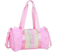 Personalized Monogram Dance Bag for Girls - 3-12 Years Kids Lightweight Water Resistant Oxford Backpack for Ballet Cheerleading Sleepovers Gymnastics Pink I