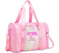 Personalized Monogram Dance Bag for Girls - 3-6 Years Kids Lightweight Water Resistant Oxford Backpack for Ballet Cheerleading Sleepovers Gymnastics, Pink, L
