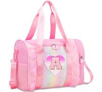 Personalized Monogram Dance Bag for Girls - 3-6 Years Kids Lightweight Water Resistant Oxford Backpack for Ballet Cheerleading Sleepovers Gymnastics, Pink, A