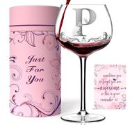 Personalized Monogram Gifts for Women - Customized Initial A-Z Wine Glass, Unique Birthday Christmas Gifts for Her, Mom, Wife, Sister, Daughter, Friend (Letter P)