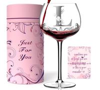 Personalized Monogram Gifts for Women - Customized Initial A-Z Wine Glass, Unique Birthday Christmas Gifts for Her, Mom, Wife, Sister, Daughter, Friend (Letter L)