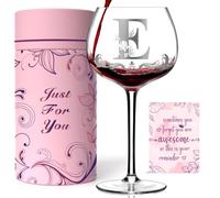 Personalized Monogram Gifts for Women - Customized Initial A-Z Wine Glass, Unique Birthday Christmas Gifts for Her, Mom, Wife, Sister, Daughter, Friend (Letter E)