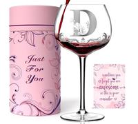 Personalized Monogram Gifts for Women - Customized Initial A-Z Wine Glass, Unique Birthday Christmas Gifts for Her, Mom, Wife, Sister, Daughter, Friend (Letter D)