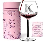 Personalized Monogram Gifts for Women - Customized Initial A-Z Wine Glass, Unique Birthday Christmas Gifts for Her, Mom, Wife, Sister, Daughter, Friend (Letter K)