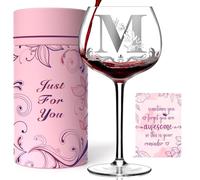 Personalized Monogram Gifts for Women - Customized Initial A-Z Wine Glass, Unique Birthday Christmas Gifts for Her, Mom, Wife, Sister, Daughter, Friend (Letter M)