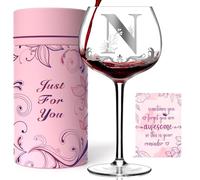 Personalized Monogram Gifts for Women - Customized Initial A-Z Wine Glass, Unique Birthday Christmas Gifts for Her, Mom, Wife, Sister, Daughter, Friend (Letter N)