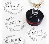 Personalized Monogram Self-Inking Stamp, Stamping for Wedding Envelope and Invitation, Customize Stamp with Your Logo& Initial & Letter/Signature/Couple Names/Family Crest,Wreath Design Stationery
