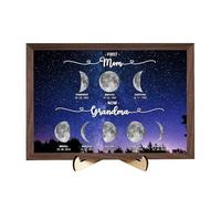 Personalized Moon Phase Art Frame Plaque,Custom Real Moon Phase Picture Sign with Name Date,Mothers Day Birthday Gifts for Mom Grandma Home Decor