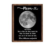 Personalized Moon Phase Canvas Poster Frame Wall Art Decor,This is What The Moon Looked Like,Lunar Print Art Frame Custom Moon Phase with Text Birthday Gift for Mom Dad Grandma Couples