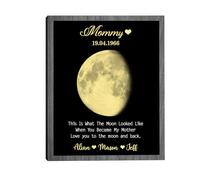 Personalized Moon Phase Canvas Poster Frame Wall Art Decor,This is What The Moon Looked Like,Lunar Print Art Frame Custom Moon Phase with Text Birthday Gift for Mom Dad Grandma Couples