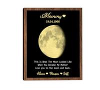Personalized Moon Phase Canvas Poster Frame Wall Art Decor,This is What The Moon Looked Like,Lunar Print Art Frame Custom Moon Phase with Text Birthday Gift for Mom Dad Grandma Couples