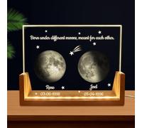 Personalized Moon Phase Crystal Night Light - Custom Name & Date Gift with LED Wood Base, Laser Inner Engraved Moon in Crystal Panel, Romantic Lamp for Anniversary, Wedding, Valentine’s Day