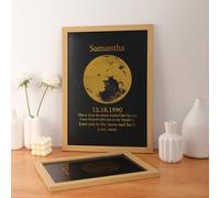 Personalized Moon Phase Frame, Custom Posters - The Day You Were Born Gift, Christmas Birthday Gift, Got Engaged, Married, Our First Date Moon Wall Decor (A4)