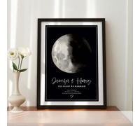 Personalized Moon Phase with Frame or Canvas,Custom Poster,Personalized Moon Phase Print Wall Decor,The Night We Married,Mothers Day,Moon Print Gift,Special Date,Anniversary (A3(33X45CM))