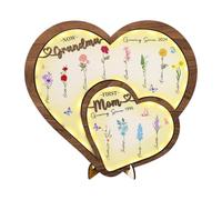 Personalized Mother's Birthday Flower Lighted Plaque,Birth Month Birthday Flower Wooden Plaque,Gift for Mom and Grandma from Children (style-03)