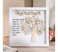Personalized Mothers Day Gift from Grandkids - 12x12 Shadow Box Kit Family Tree Grandma Frame, Birthday Gift for Grandma