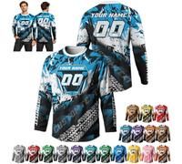 Personalized Motocross Jersey, Long Sleeve Racing Shirt with Name Number | Breathable mesh fabric, long sleeve, youth & adult sizes, sleeve text & logo, multi-colour, off-road dirt bike top
