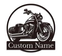 Personalized Motorcycle Metal Wall Art, Custom Biker Name Sign for Garage & Man Cave, Father’s Day & Christmas Gift (Style A)